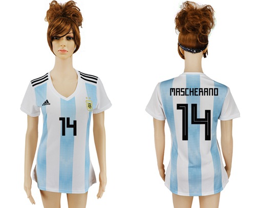 Women's Argentina #14 Mascherano Home Soccer Country Jersey